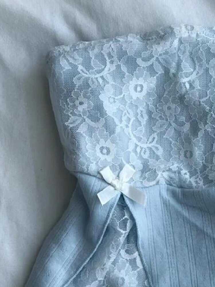Retro Blue Lace Top