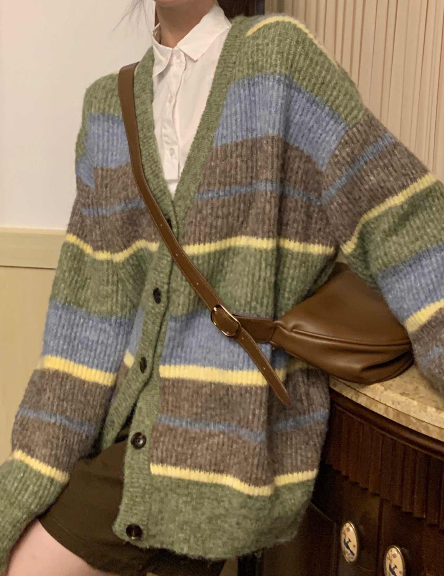 Preppy Striped Milk Sweater