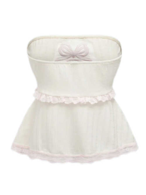 Rabbit Embroidered Lace Crop Top