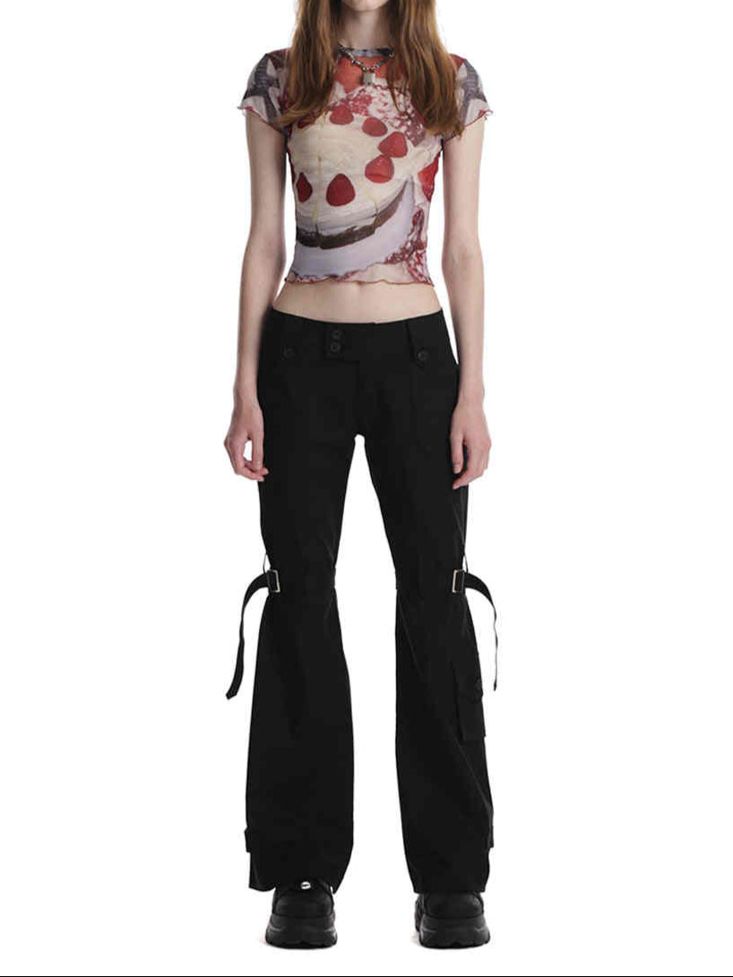 Y2K Strawberry Cake Mesh Tee