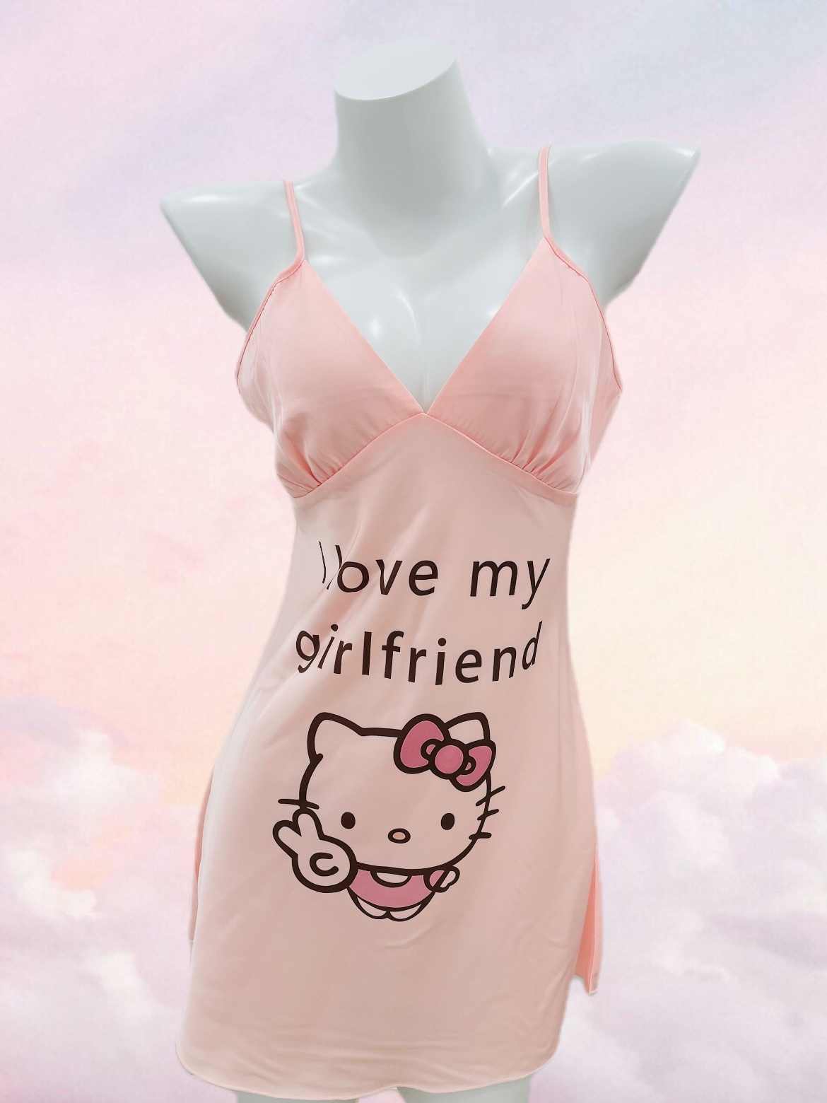 Cute Kitty Suspender Nightgown