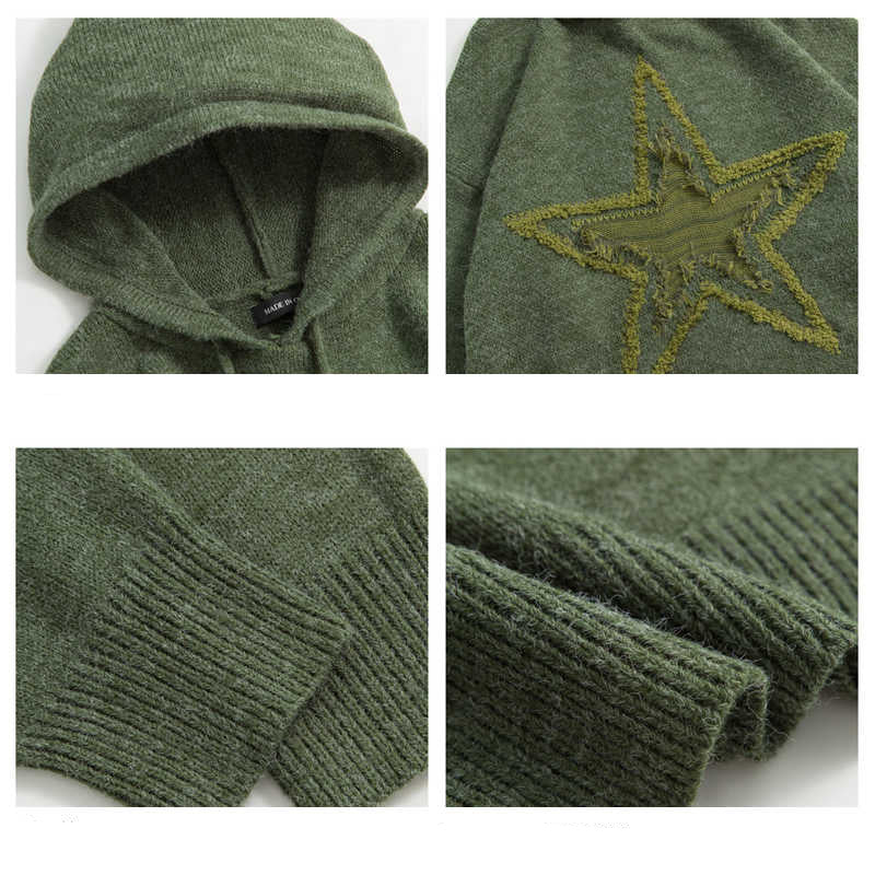 Y2K Star Patch Hooded Sweater