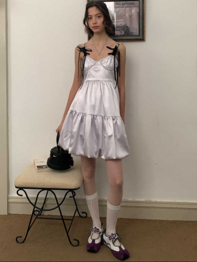 Bow Pearlescent Satin Dress