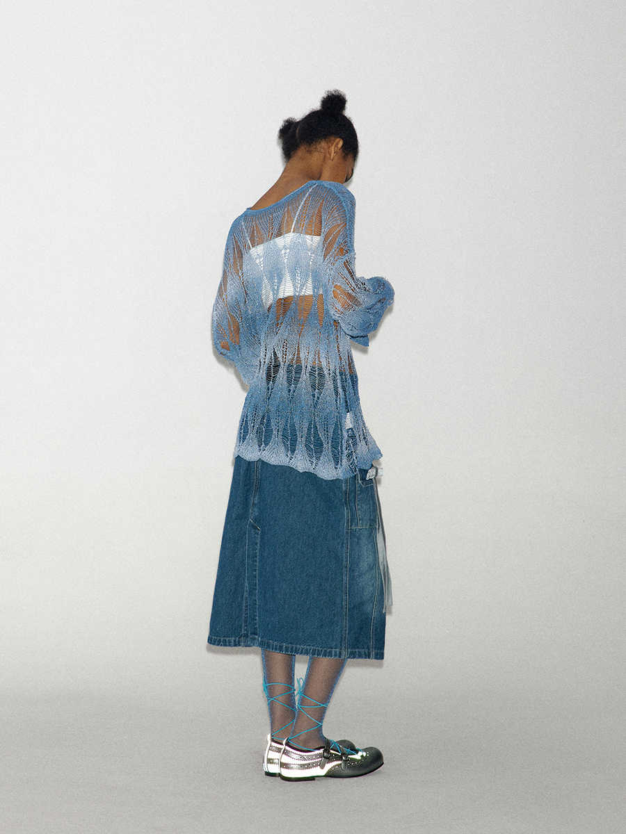 Diamond-shaped Hollow Knitted Blouse