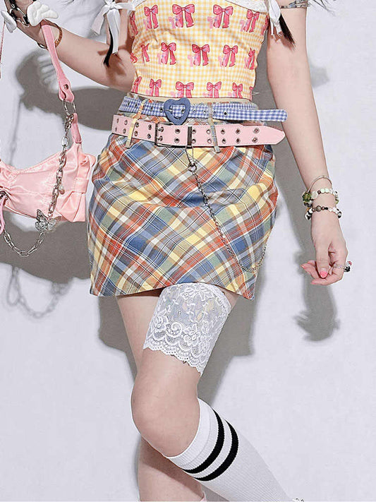 Y2K Plaid Cover Hip Skirt