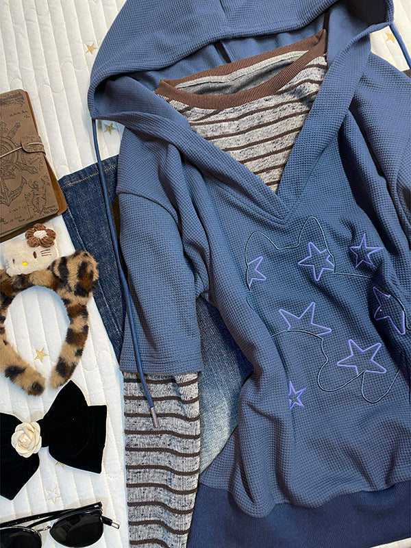 khaki hooded printed sweatshirt