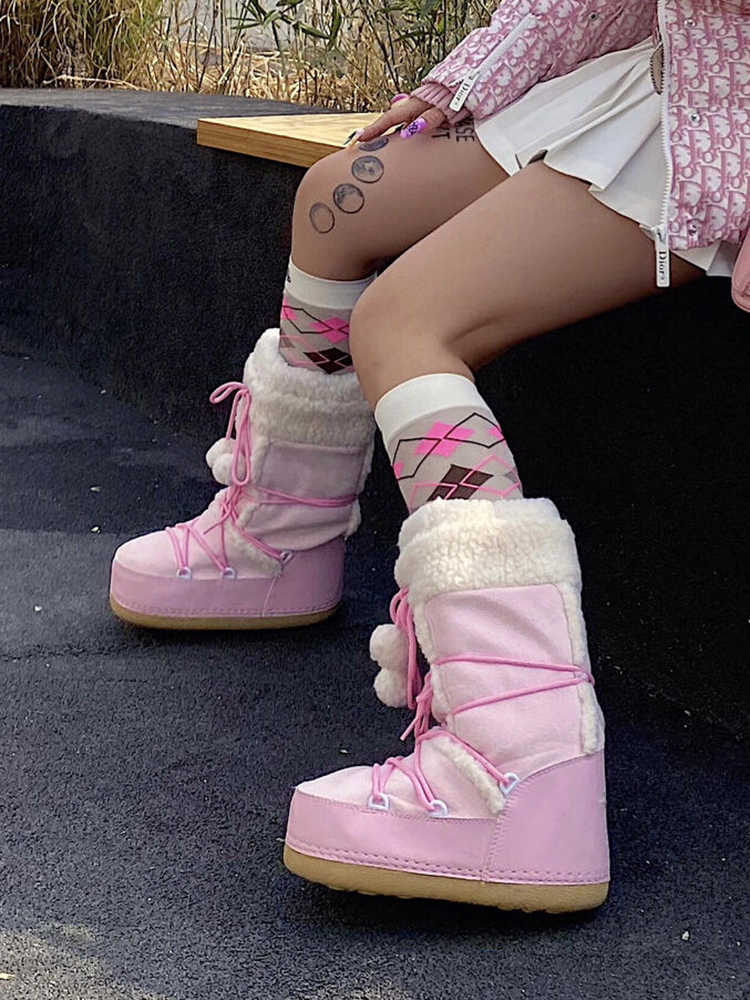 Pink Furry Snow Boots