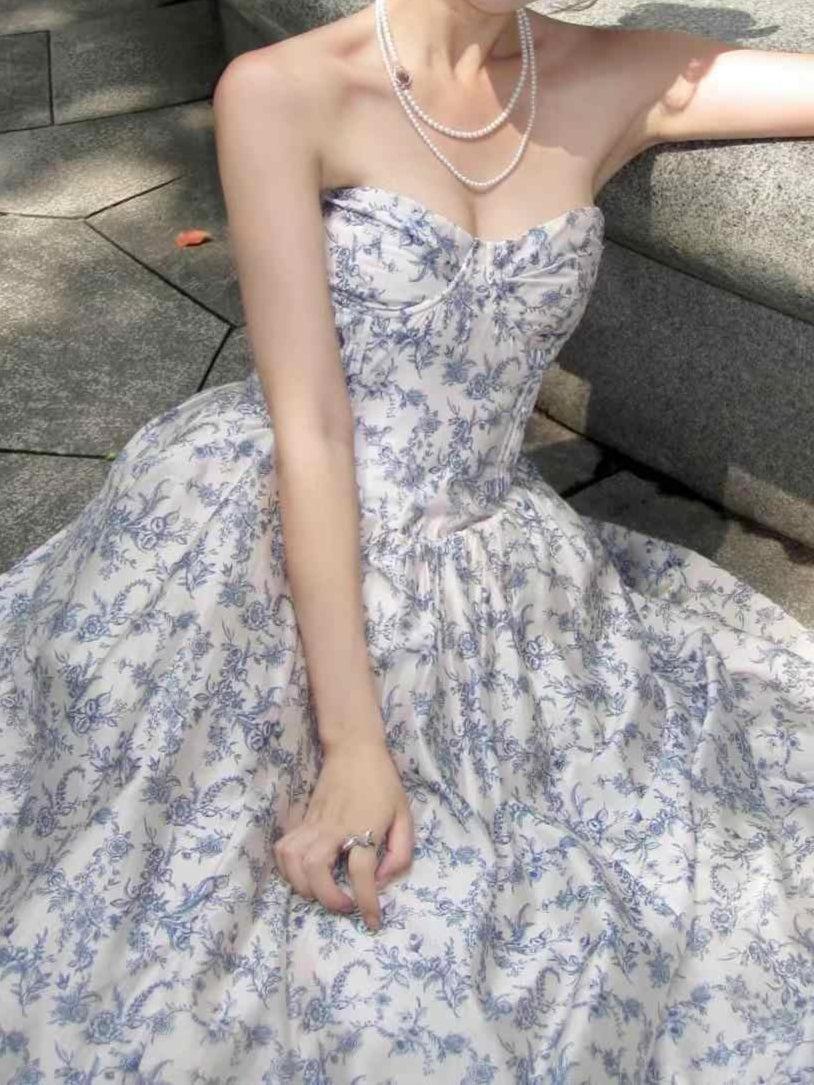 Navy Floral Corset Dress