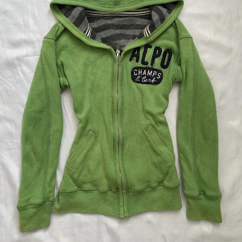 retro green hooded sweatshirt