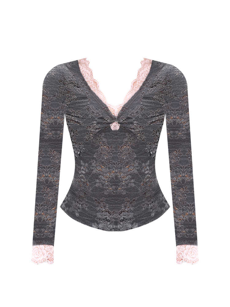 Tea Break Lace Long-sleeved Top