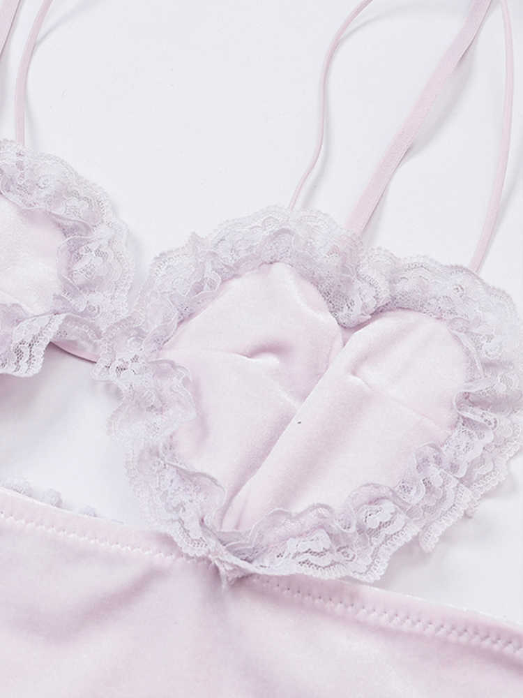 Heart Shape Velvet Suspender Nightgown