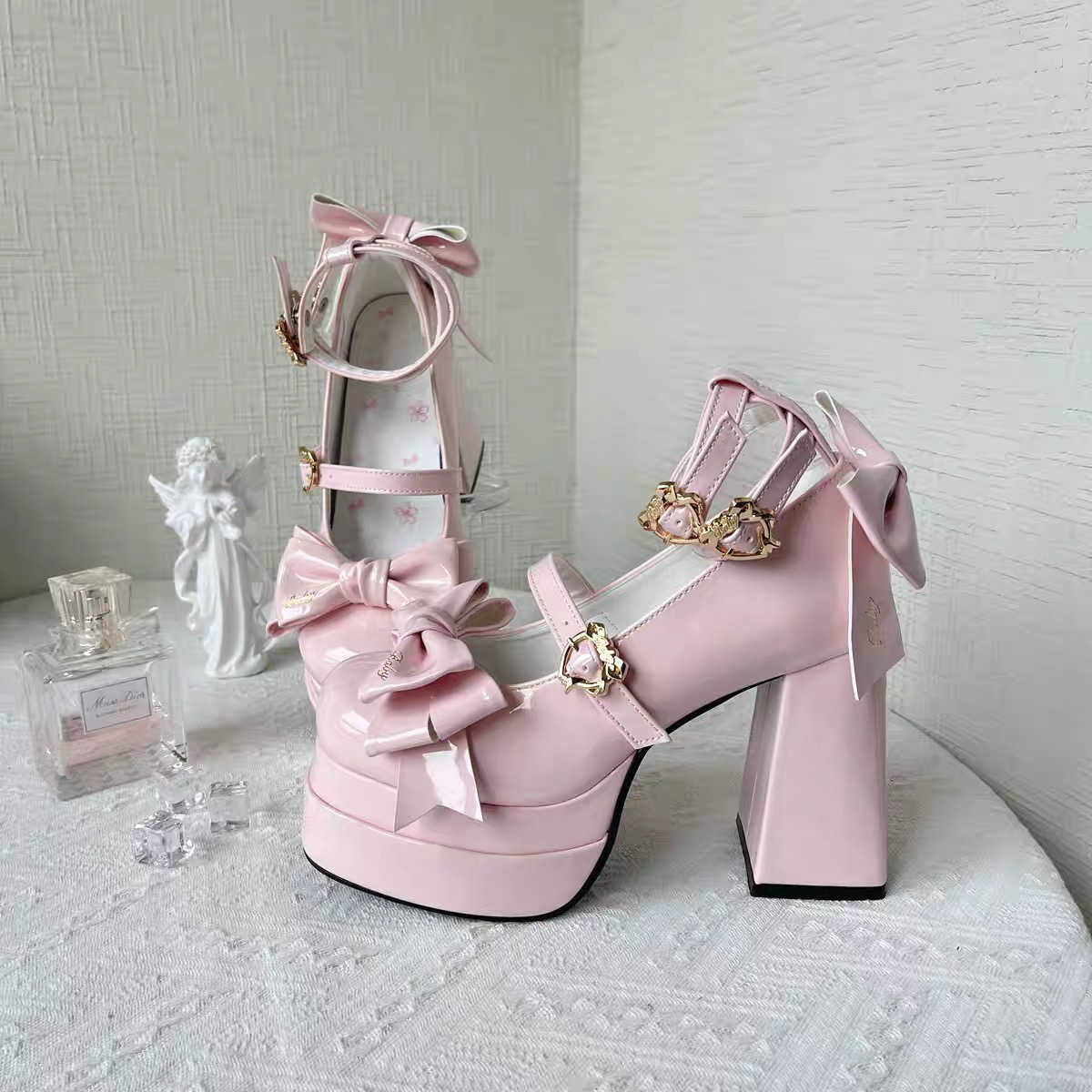 Bows Heart Buckle Lolita Shoes