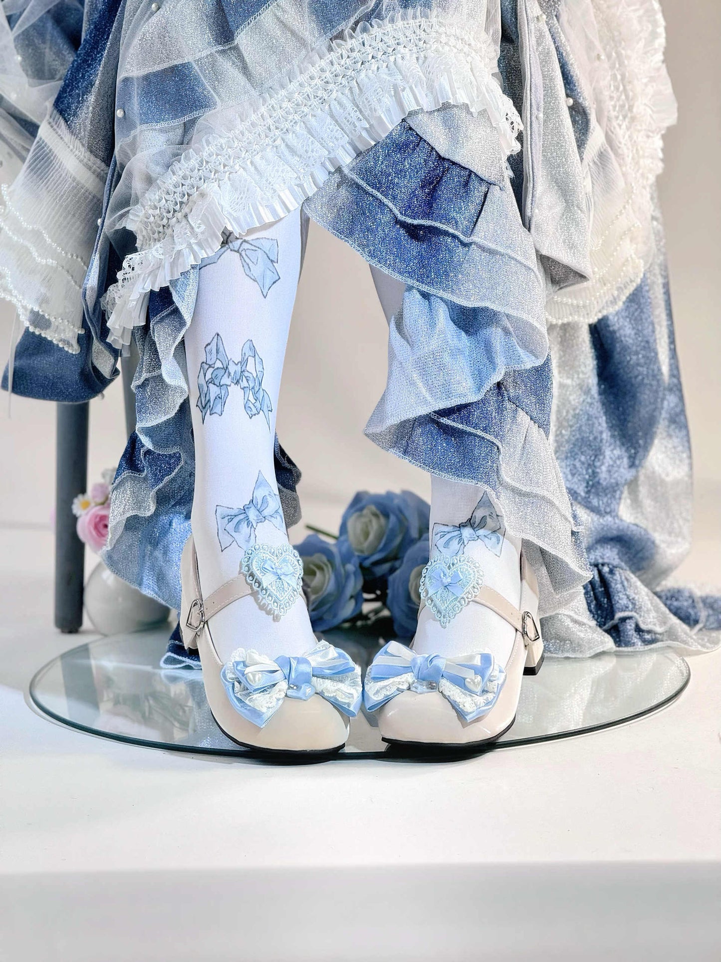 Cream Sweetheart Cat Eyelid Lolita Shoes