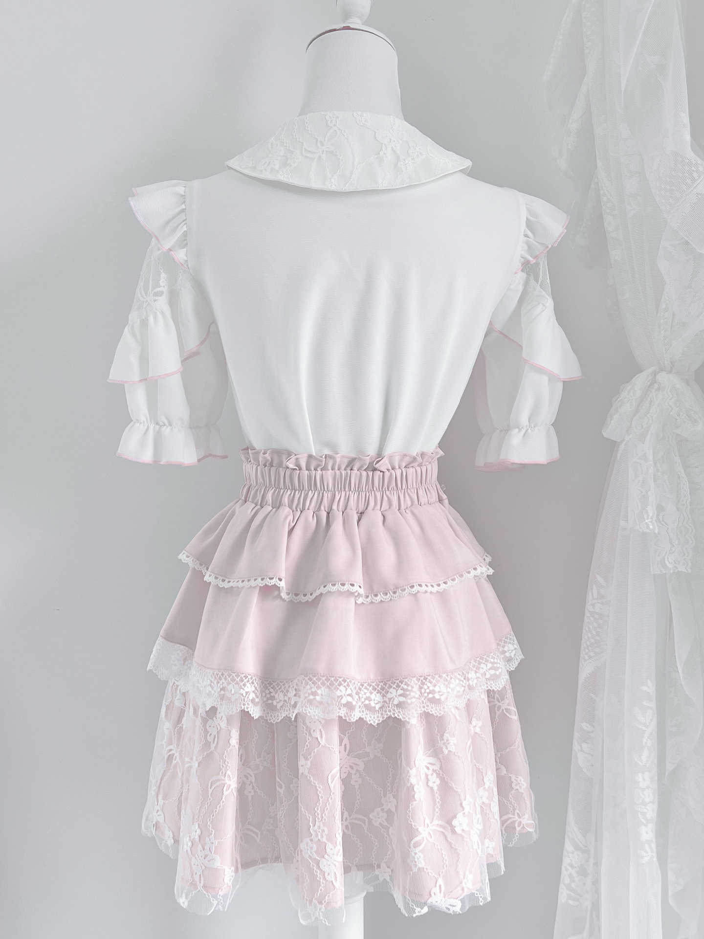 Sweet Lace Shirt Two-piece Set