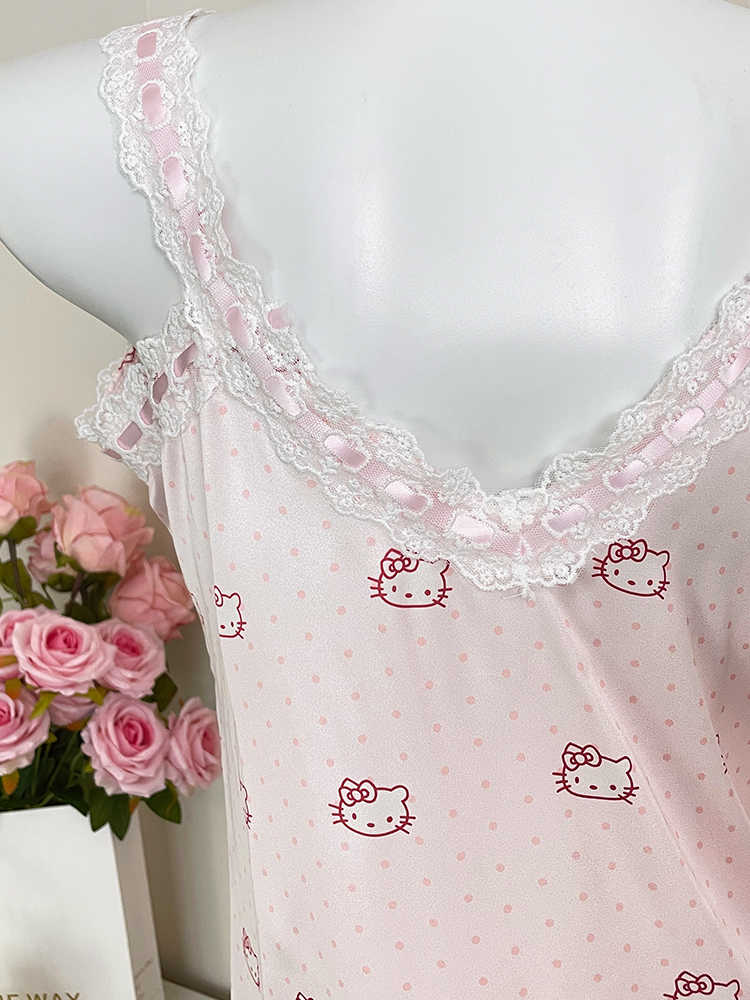 Silk Kitty Suspender Pajamas
