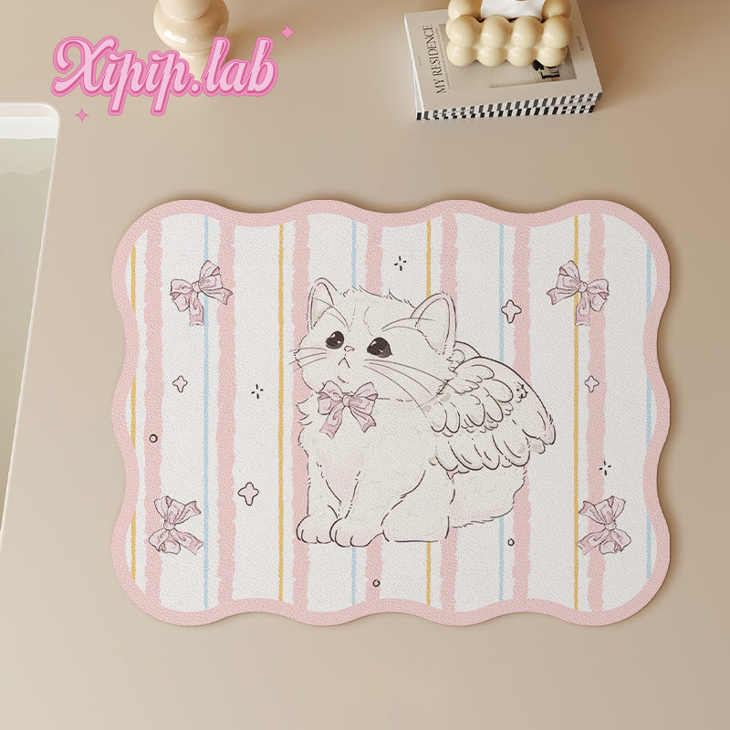 Cute Kitchen Countertop Drainage Anti-scalding Dinner Plate Mat