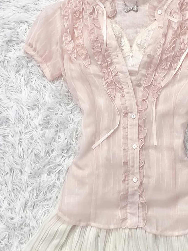 Retro Pink Lace Shirt