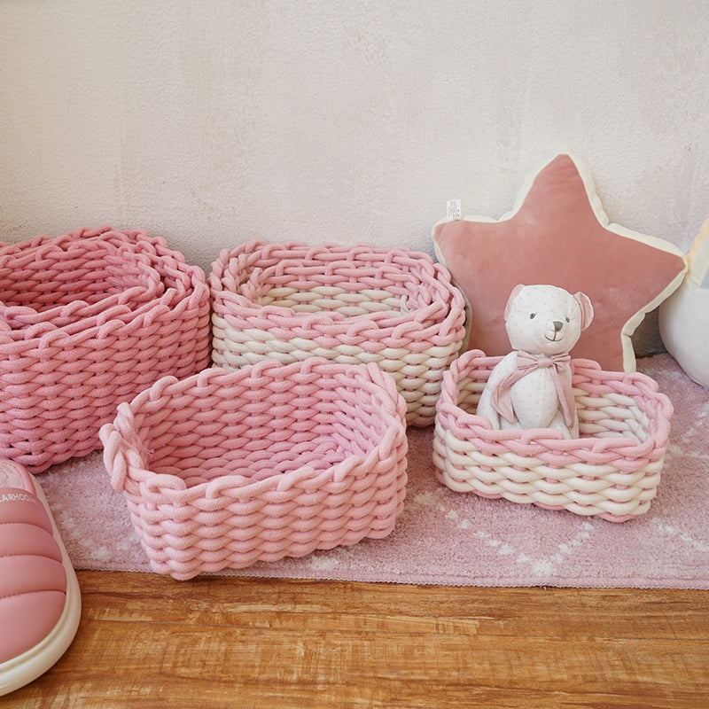Pink Cotton rope storage basket
