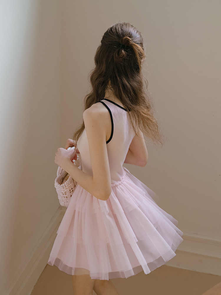 Pink Ballet Knitted Mesh Dress
