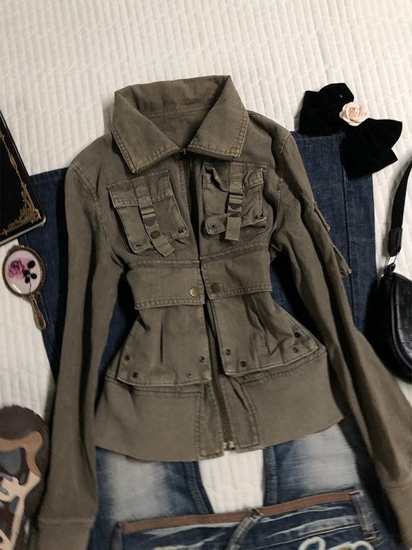 green distressed jacket