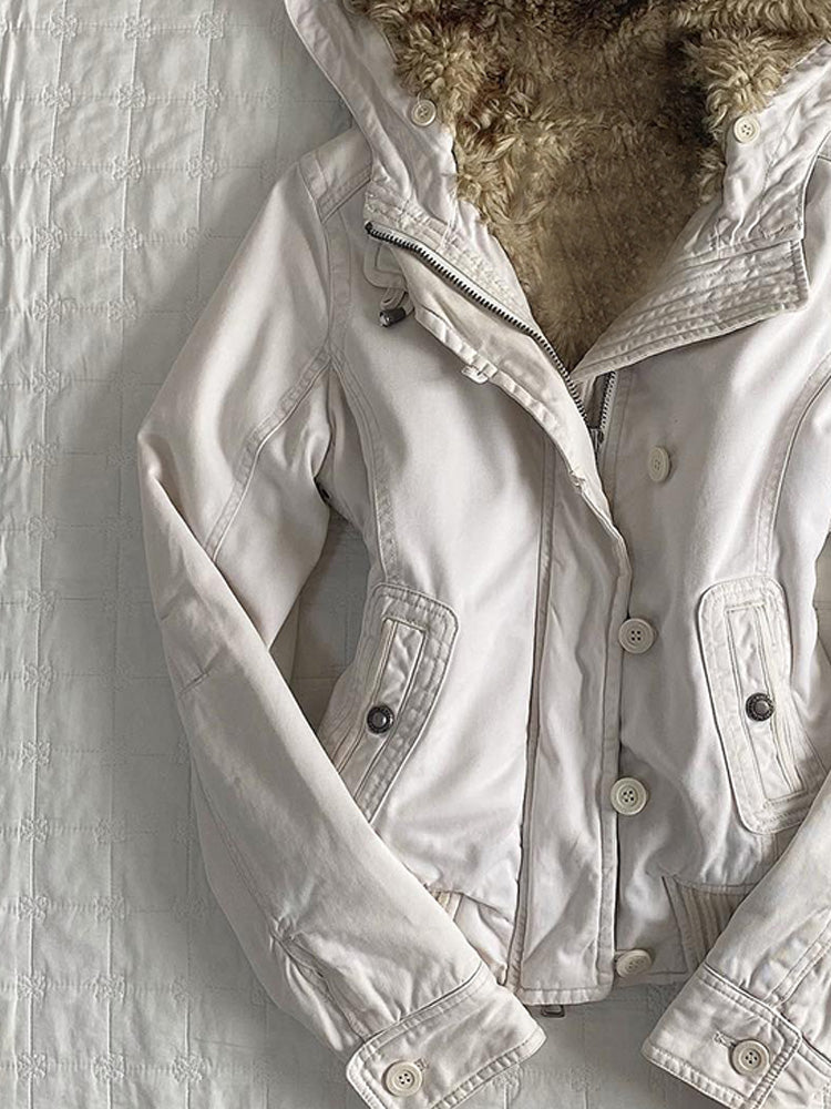 retro fur white coat