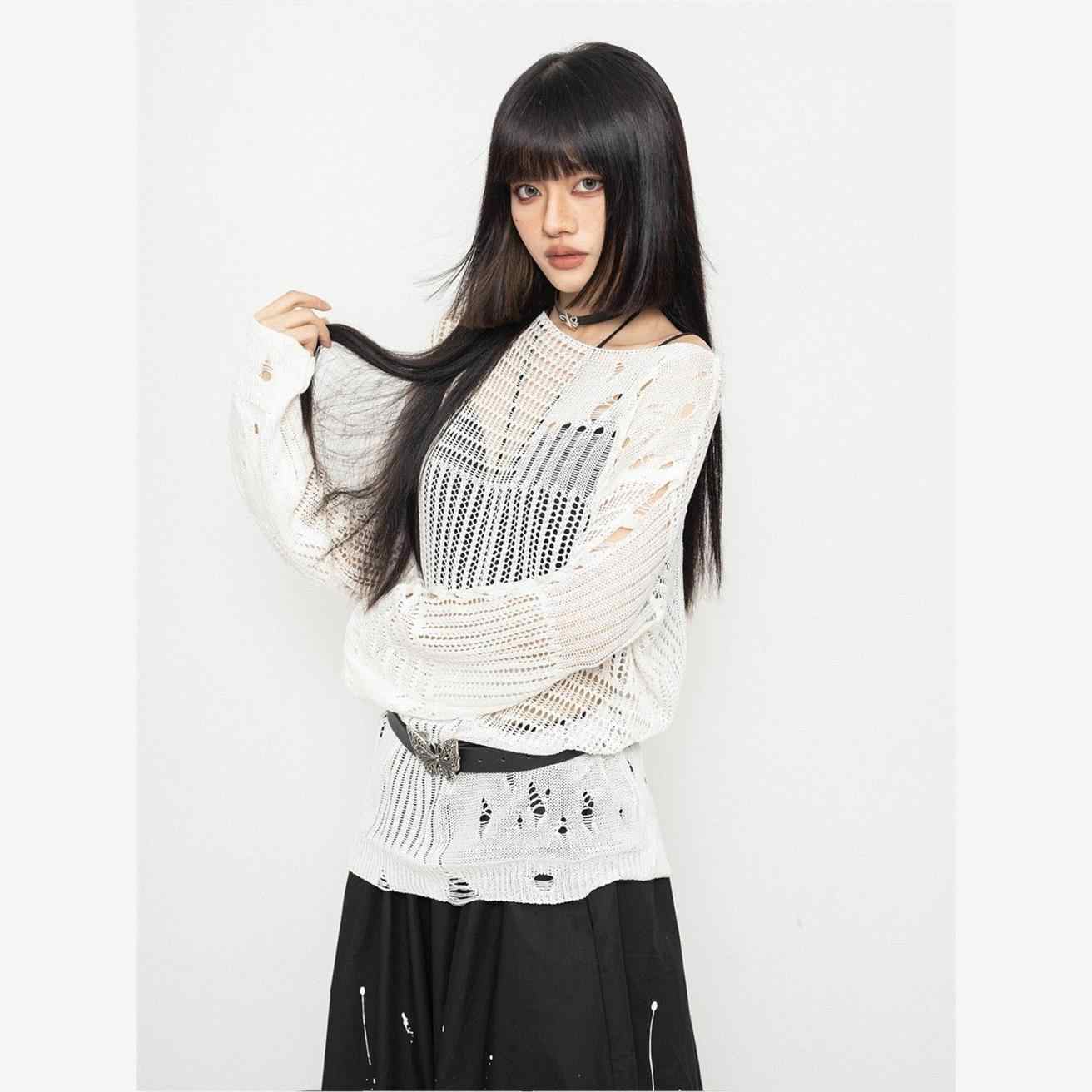 Y2K Knitted Hollow Blouse