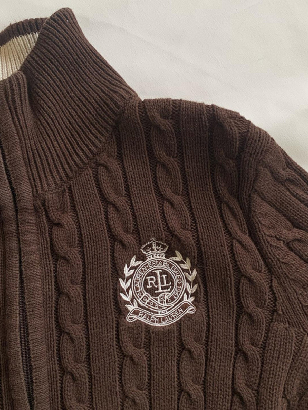 retro Brown Stand Collar Twist Sweater Jacket