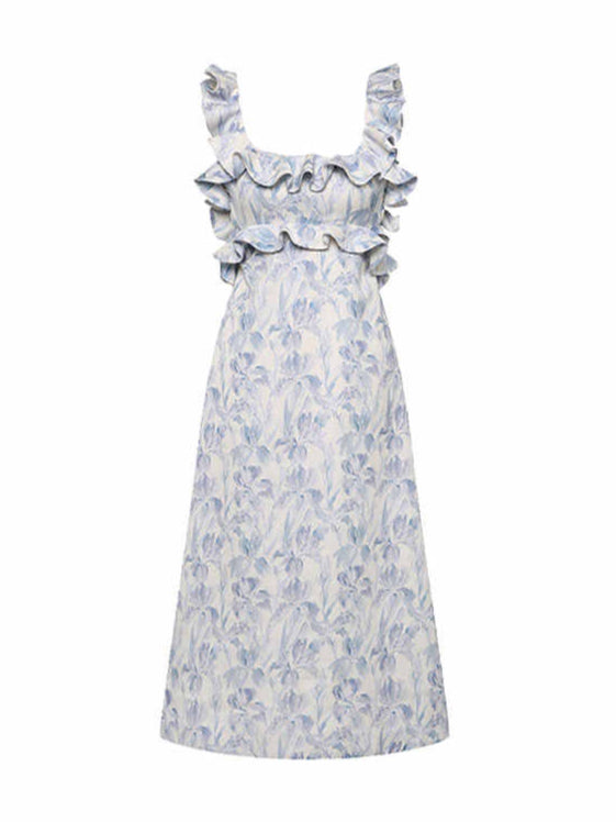 Floral Backless Ruffled Coquette Dress