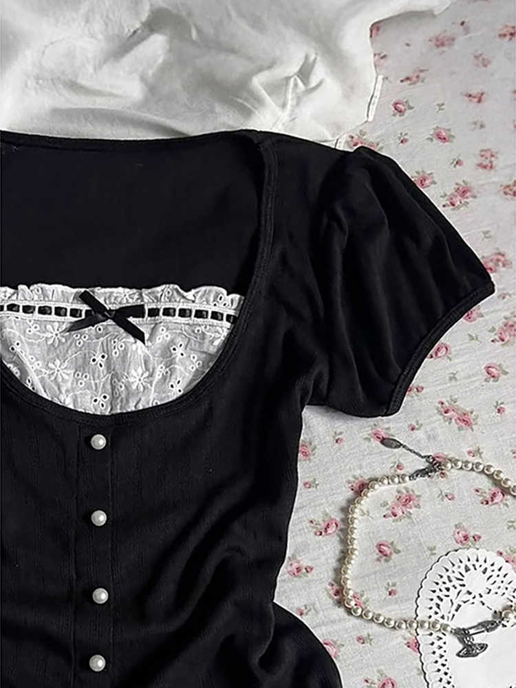 Retro Black Fake Two-piece Shirt