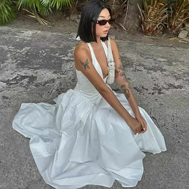 French V-neck Low-cut Dress