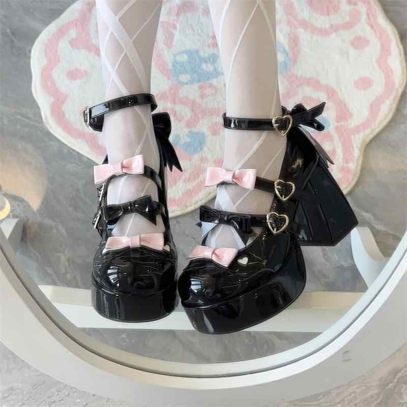 Sweet Bow Thick Heels Shoes
