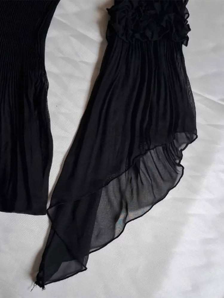 dark coquette long-sleeved mesh top