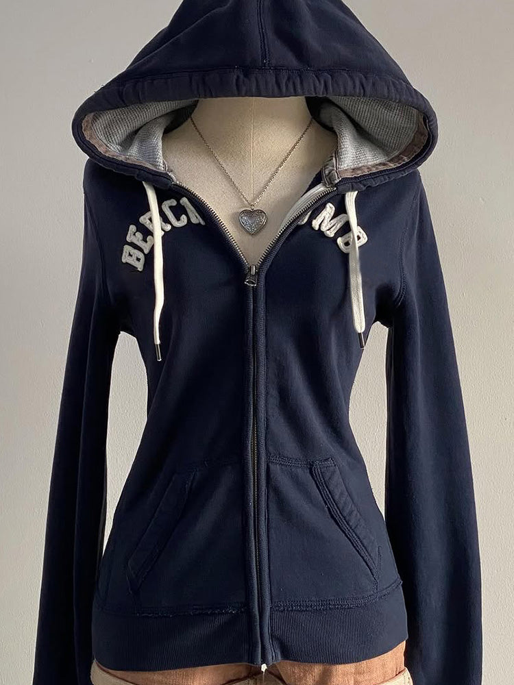 retro y2k blue sweatshirt jacket
