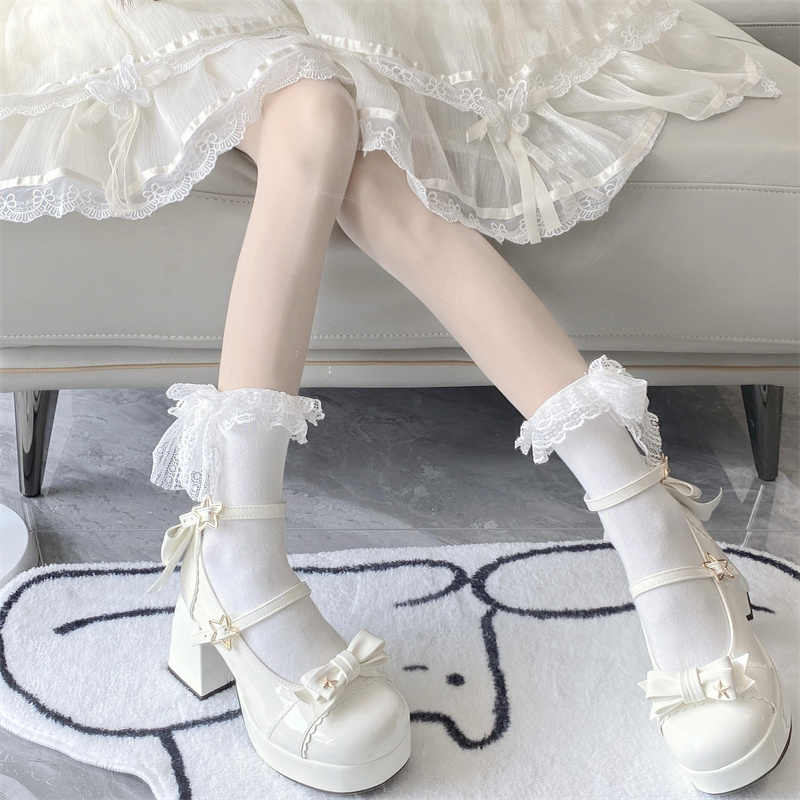 Stars Bows Thick-Heel Platform Shoes