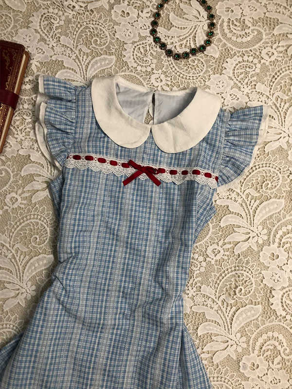 Retro Plaid Doll Collar Dress