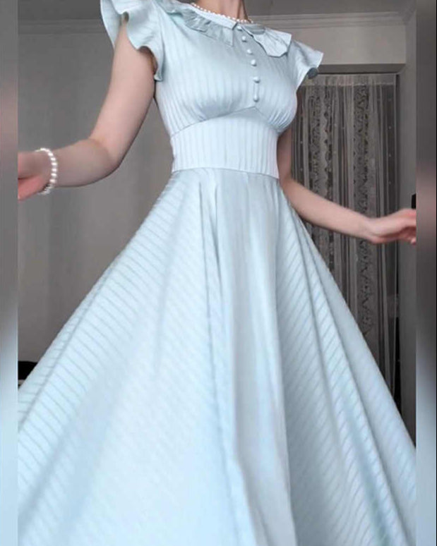 French Blue Flying Sleeves Dress