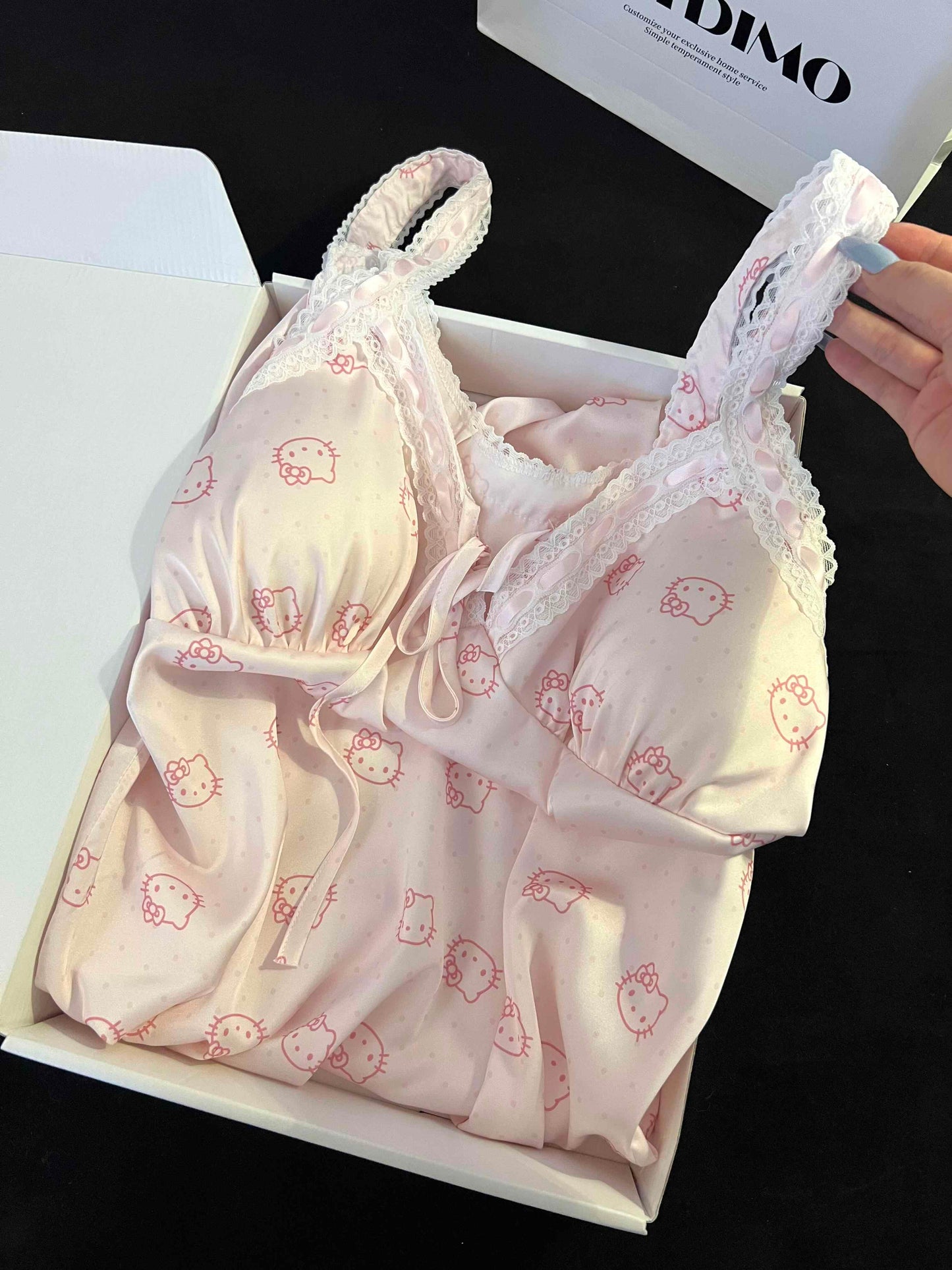 Cute Kitty Silk Pajamas
