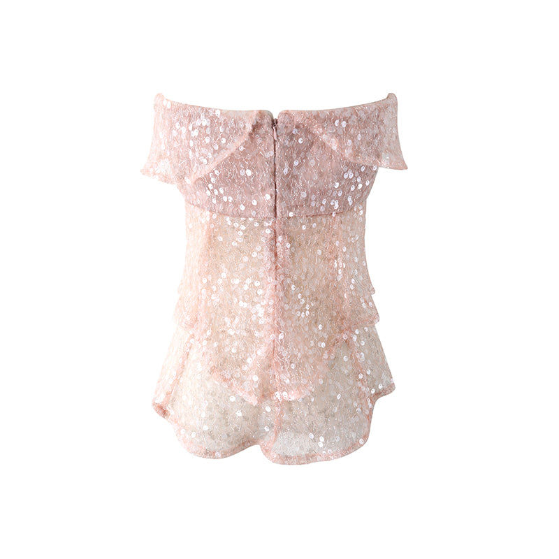 Pink Sequined Fishtail Suit