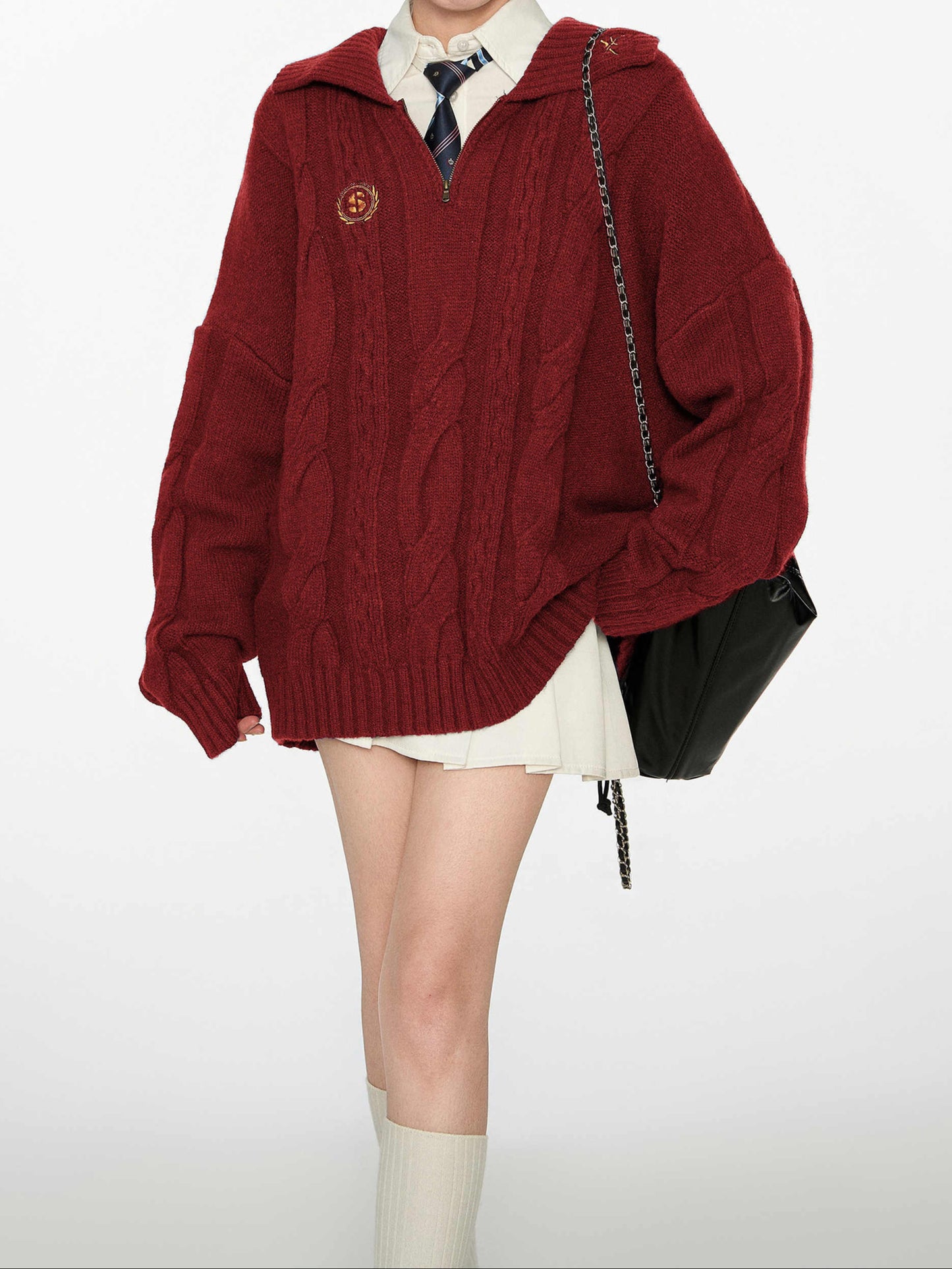 Preppy Polo Lapel Thickened Sweater