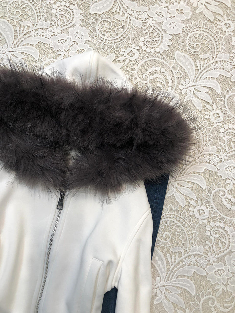 white hooded retro jacket