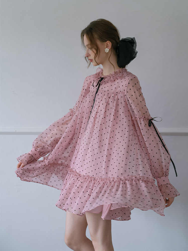 Pink Polka Dot Doll Dress