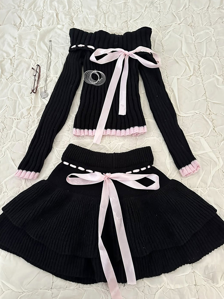 dark coquette bow sweater