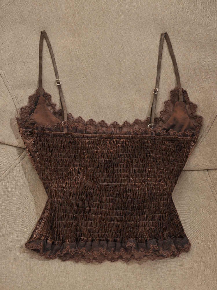 Brown Lace Retro Tank Top