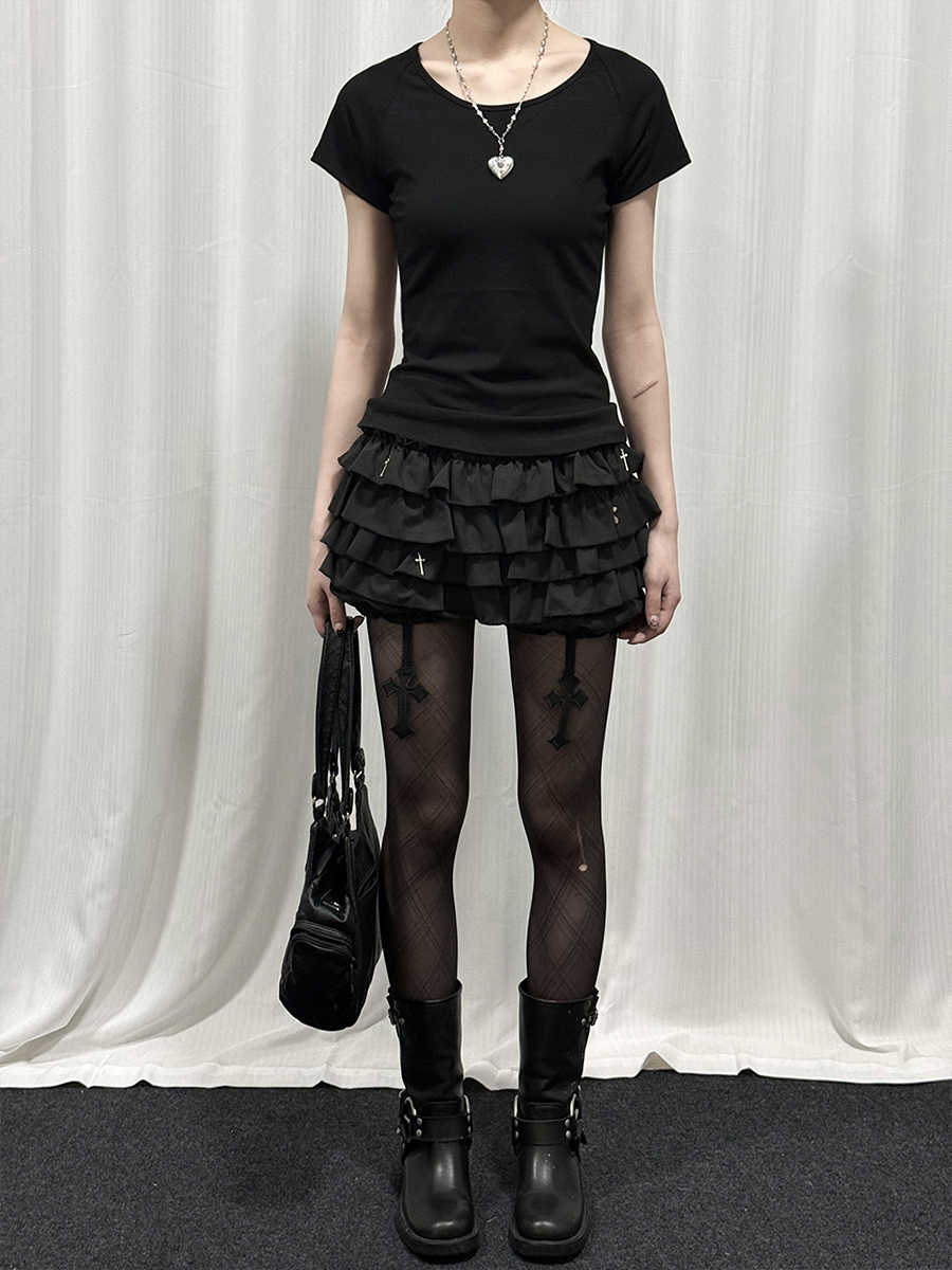 Goth Y2K Mesh Back T-shirt