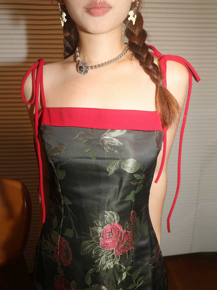 Cheongsam Rose Jacquard Dress