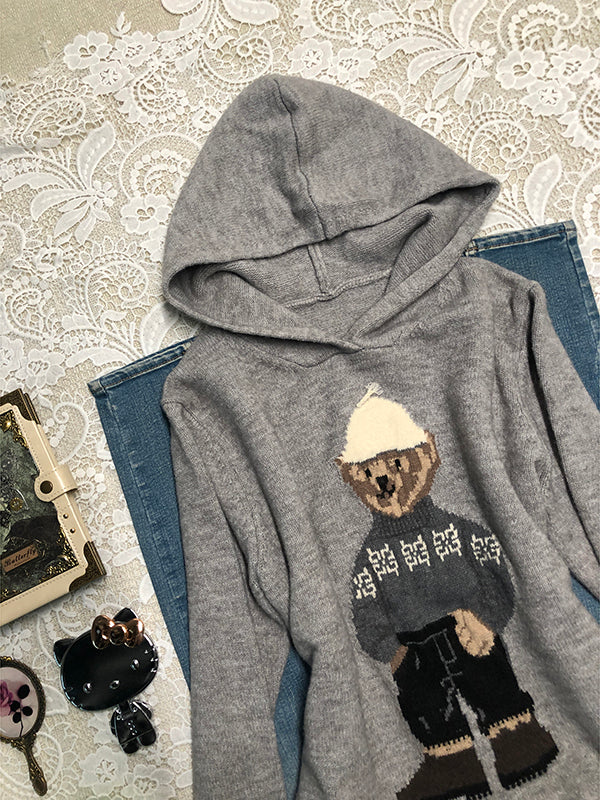 retro bear embroidered sweater