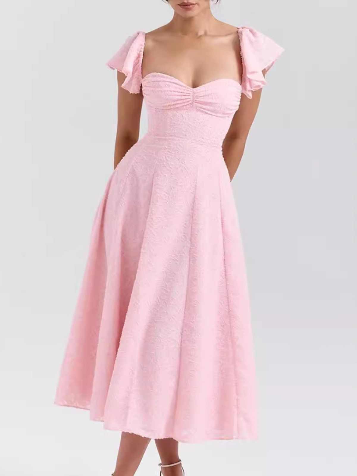 Square Collar Waist Cinched Dress