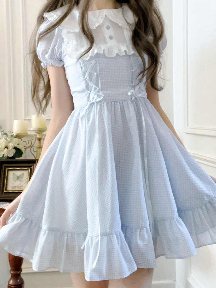 Dollete Baby Blue Plaid Dress