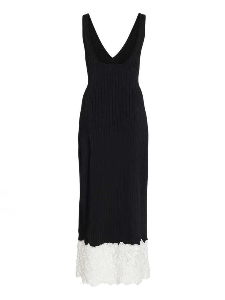 Lace Splicing Suspender Knitted Dress