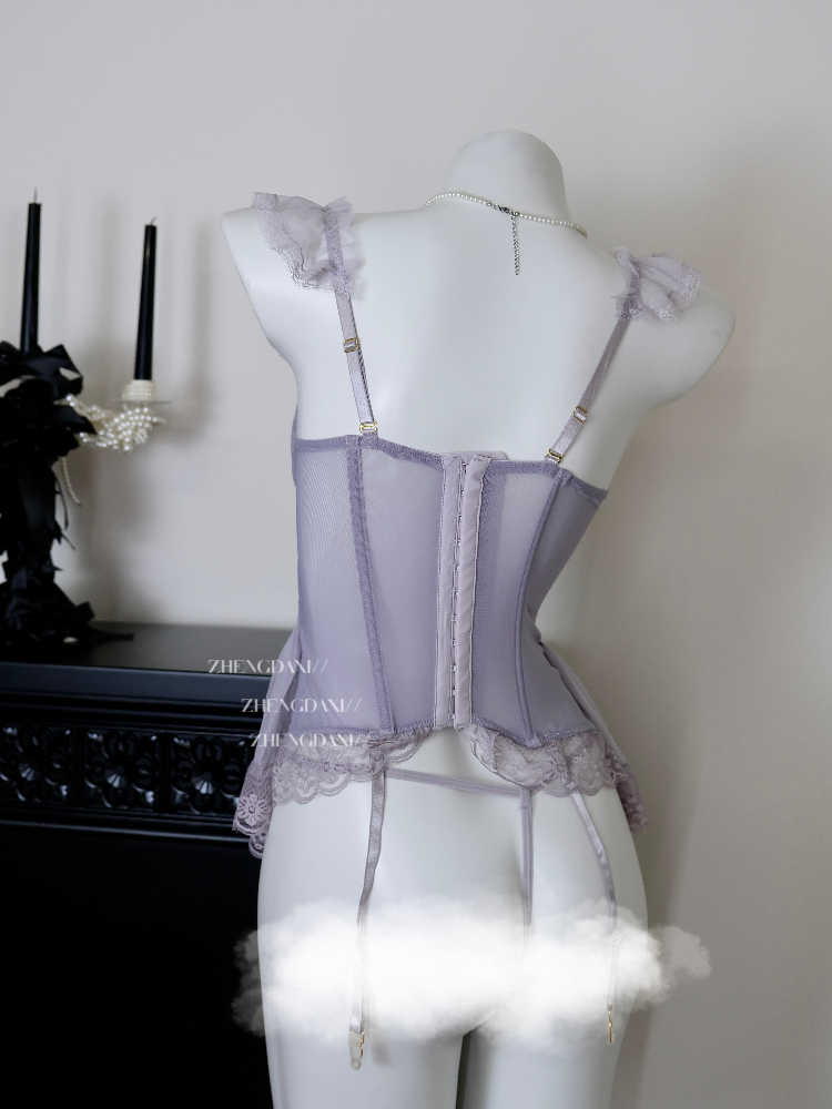 Lace Mesh Fishbone Bra Top